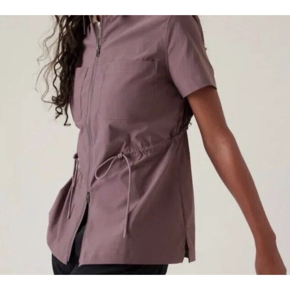 Athleta Purple Advantage Cinch Top Full Zip Womens Size L  UPF 50 Gorpcore